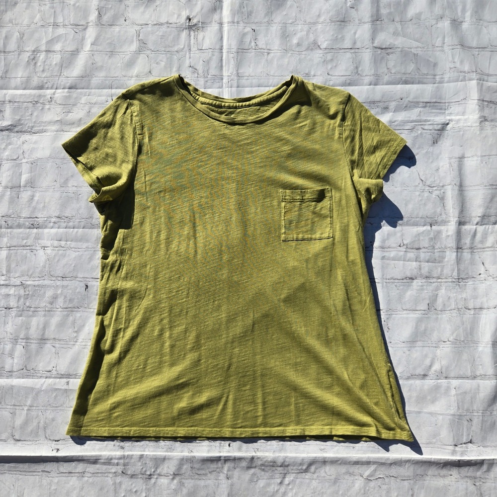 Garnet Hill Weekender Tee Organic Pima Cotton Olive Green Pocket T-Shirt Medium